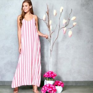 Pink & Ivory Striped Maxi Dress